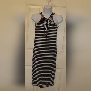 Women's Small Black & White Striped Lace Tie Up Neck Charlotte Russe Small Dress
